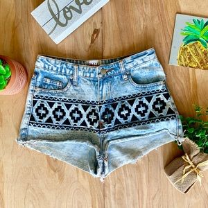 Denim distressed Frayed Shorts